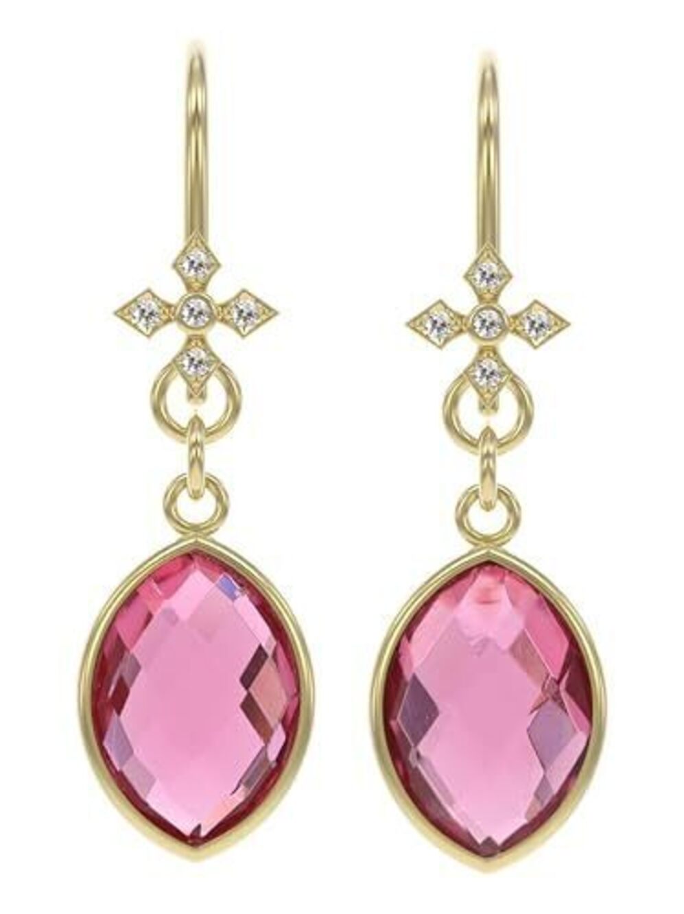 2185 Tourmaline Earrings in Marquise Shape - 18K Gold Vermeil, Certified